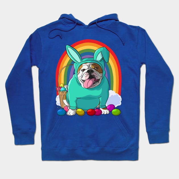 English Bulldog Happy Easter Bunny Pajamas Hoodie by Noseking